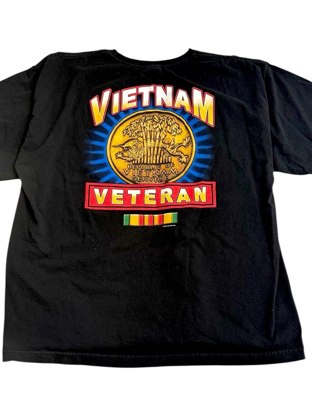 Vintage Bayside Vietnam Veteran T Shirt USA Made Single Stitch 2XL Black 90s
